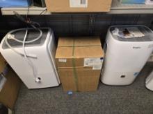 Lot of 3 Large Dehumidifiers - 2 Whirlpool, various sizes; 1 Black & Decker