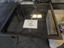 Glass-Topped Patio Table, Has Umbrella Hole & Support, Bronze Finish, 42" Square by 28" Tall