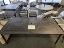 Bronze Finish Outdoor Patio Dining Table, Has Umbrella Hole, 84"Wx42"Dx28" High