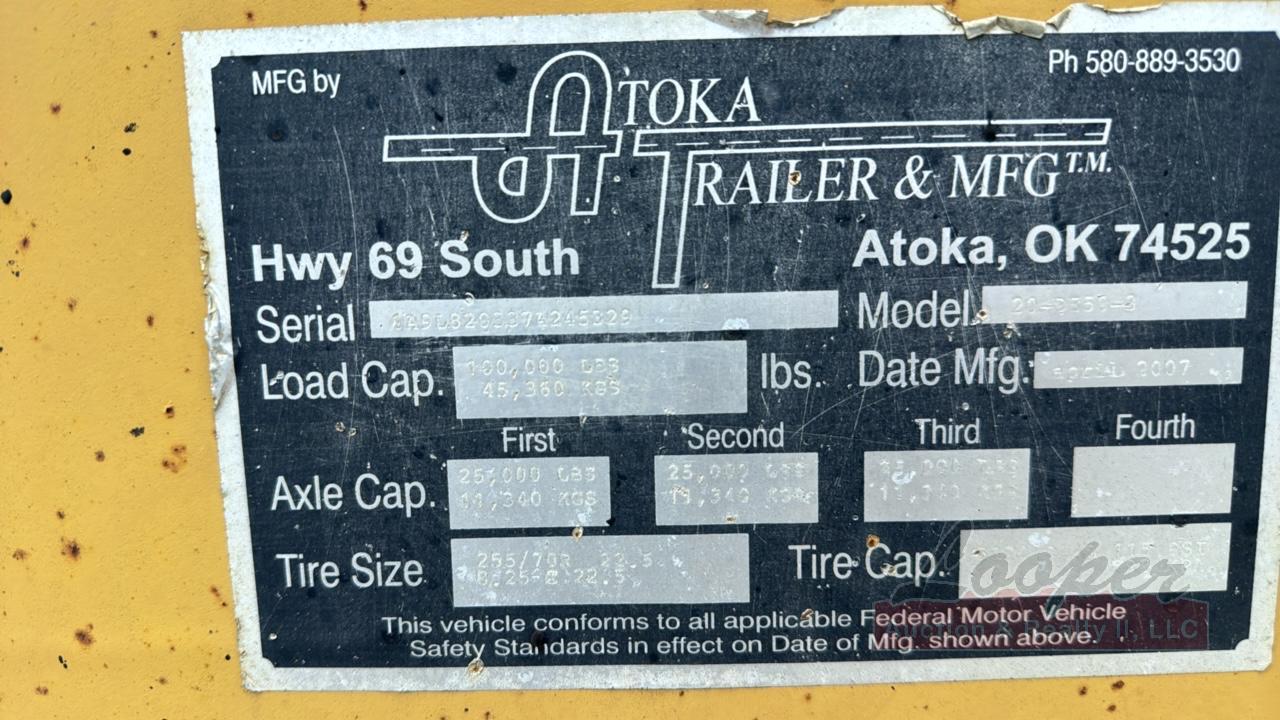 2007 Atoka Lowboy Trailer