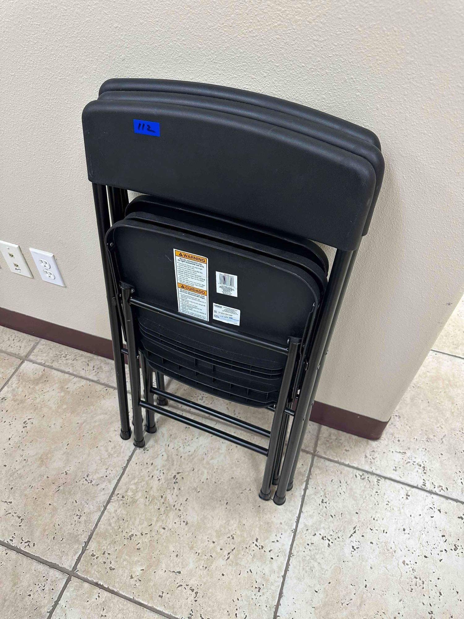 3 Black Folding Chairs