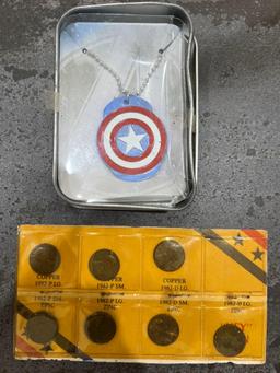 Captain America Shield Dog Tag and Pennies