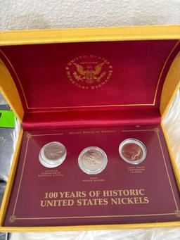 U.S Washington Quarters, 100 Years of Historic U.S Nickels & Roosevelt Dime Collection