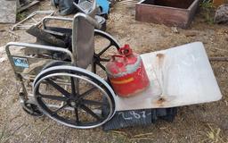 Wheelchair, Gas Tank, Signs, and Fence Shades