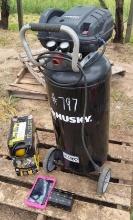 Air Compressor, Battery Booster, Tablet, and Box