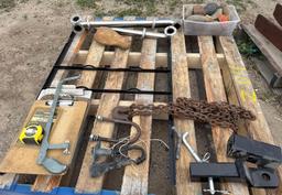 Chain, Hand Saw, Mount Hitch, Sign Frame, and Rock
