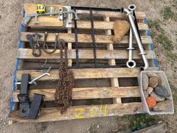 Chain, Hand Saw, Mount Hitch, Sign Frame, and Rock