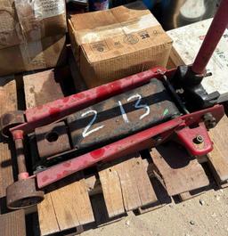 Floor Jack, Oils, and Clear Bags