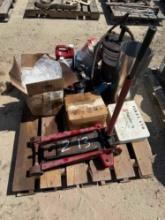 Floor Jack, Oils, and Clear Bags