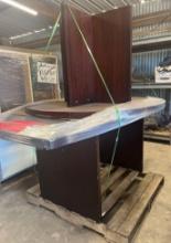 Cherry Table w/ Glass Top & Cherry Round Table w/ Glass Top