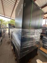 28- KI Purple Sled Chairs, Black Metal Storage Cabinet, 5- Empty trainer Cases, 2- Bionaire Tower