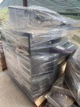 2 Drawer Desks, Gray 3 Shelf Bookcase, Office Supplies, Rolling Chairs, & Insulated Water Tank