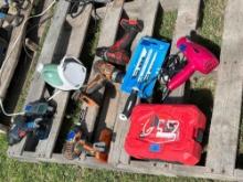Utility Saw, Impact Ridgid, Drills, Craftsman Laser, Impactor, Stud Finder, and Hair Dryer
