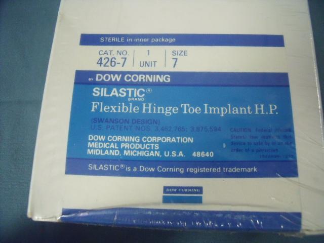 DOW CORNING 426-7 SILASTIC FLEXIBLE HINGE TO IMPLANT