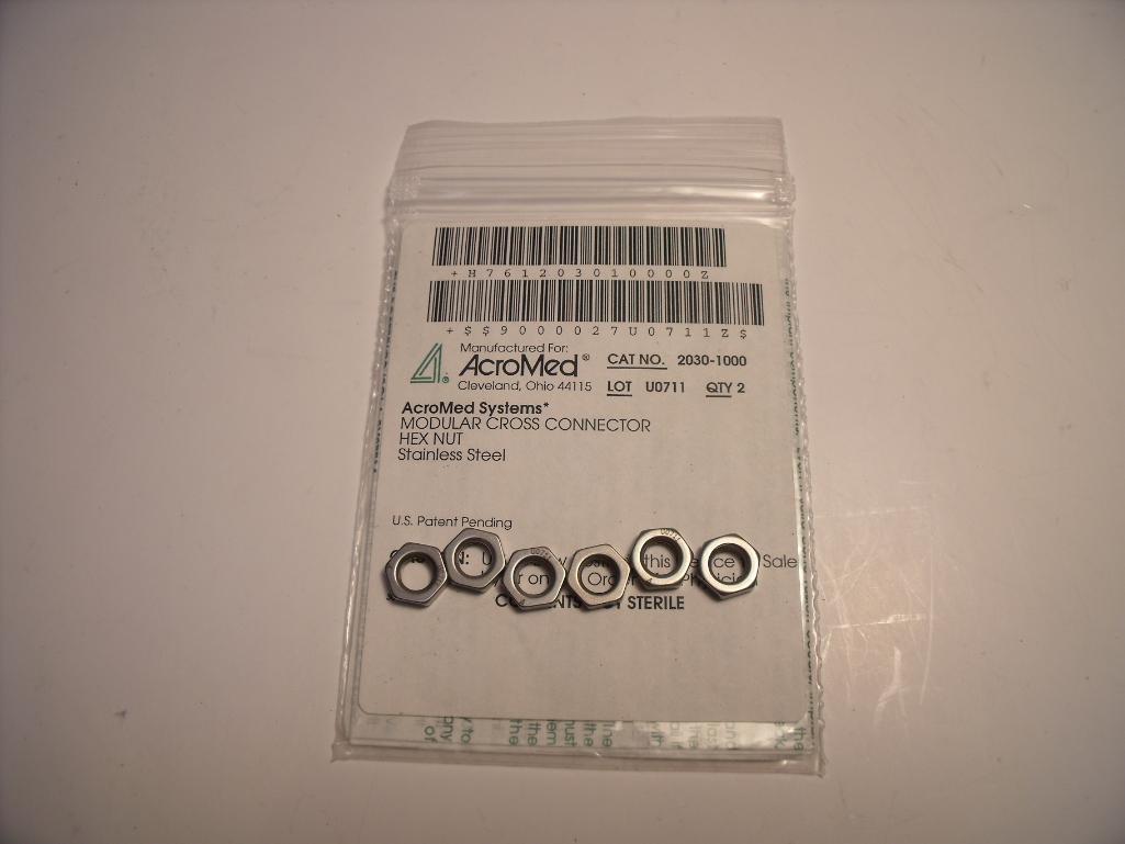 ACROMED SYSTEMS 2030-1000 6 MODULAR CROSS CONNESTOR HEX NUTS, STAINLESS STEEL!