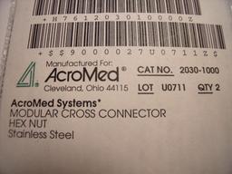 ACROMED SYSTEMS 2030-1000 6 MODULAR CROSS CONNESTOR HEX NUTS, STAINLESS STEEL!