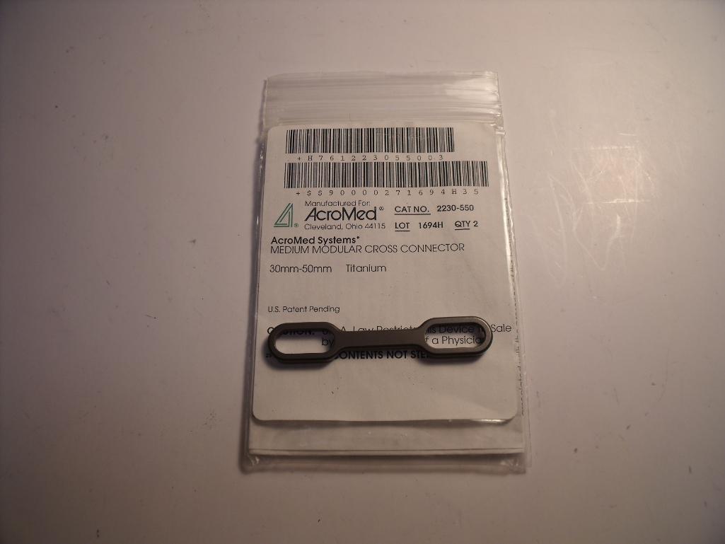 ACROMED SYSTEMS 2230-550 MEDIUM MODULAR CROSS CONNECTOR, 30MM-50MM, TITANIUM!