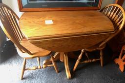 OAK DROP-LEAF KITCHEN TABLE WITH 2 CHAIRS - PICK UP ONLY