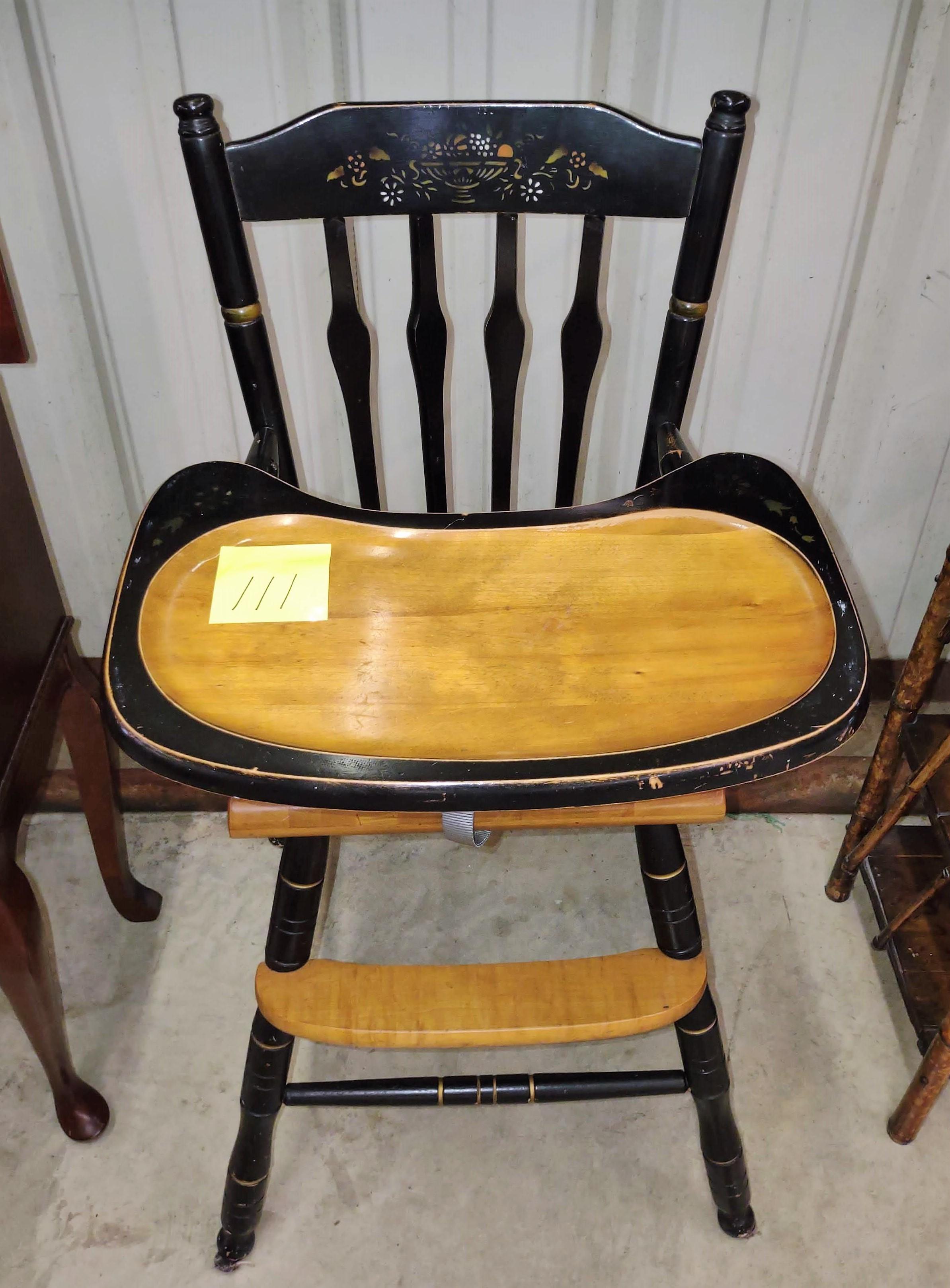 VINTAGE HITCHCOCK STYLE HIGH CHAIR (Not signed) - PICK UP ONLY