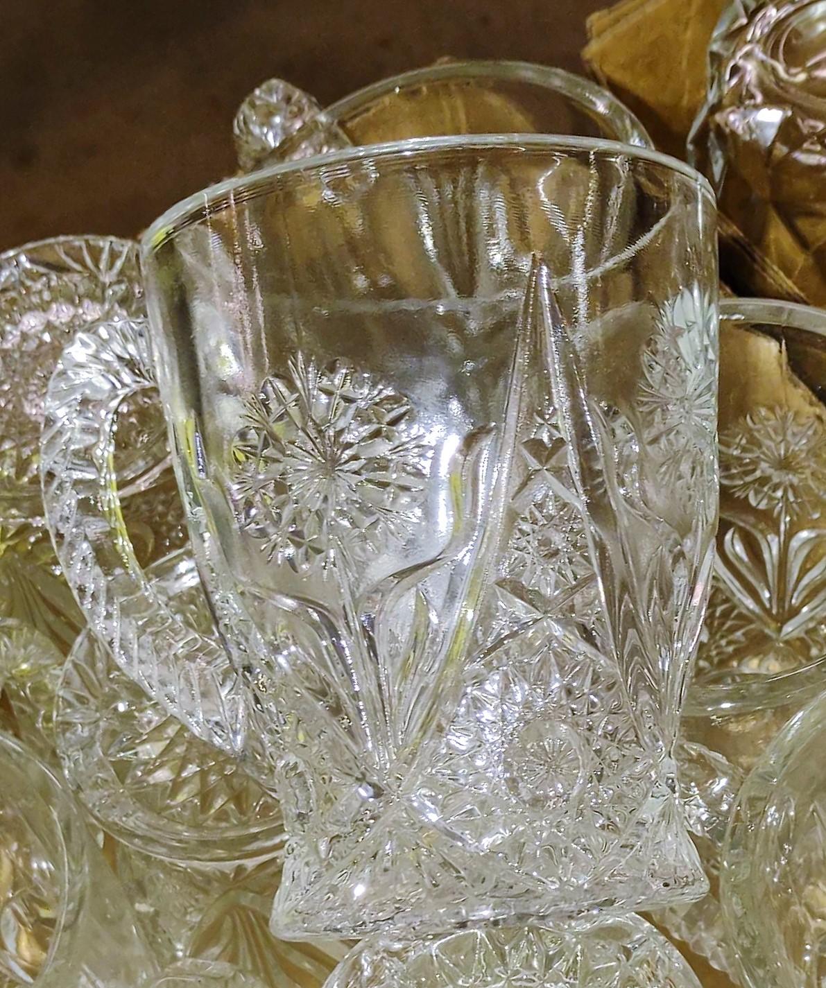 NICE PRESSED GLASS MUGS -  PICK UP ONLY