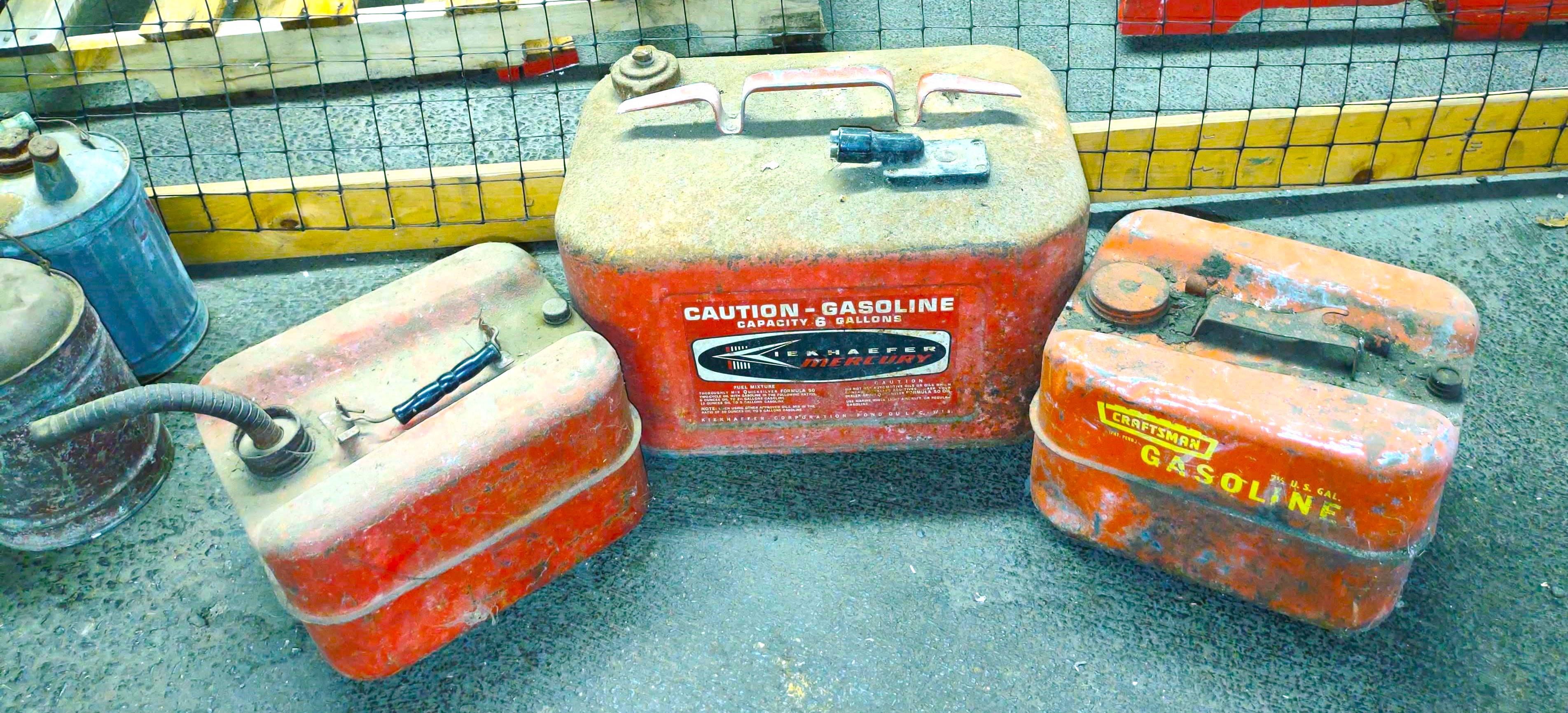 VINTAGE BOAT GAS CANS - PICK UP ONLY