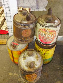 VINTAGE GAS AND/OR OIL CANS - PICK UP ONLY