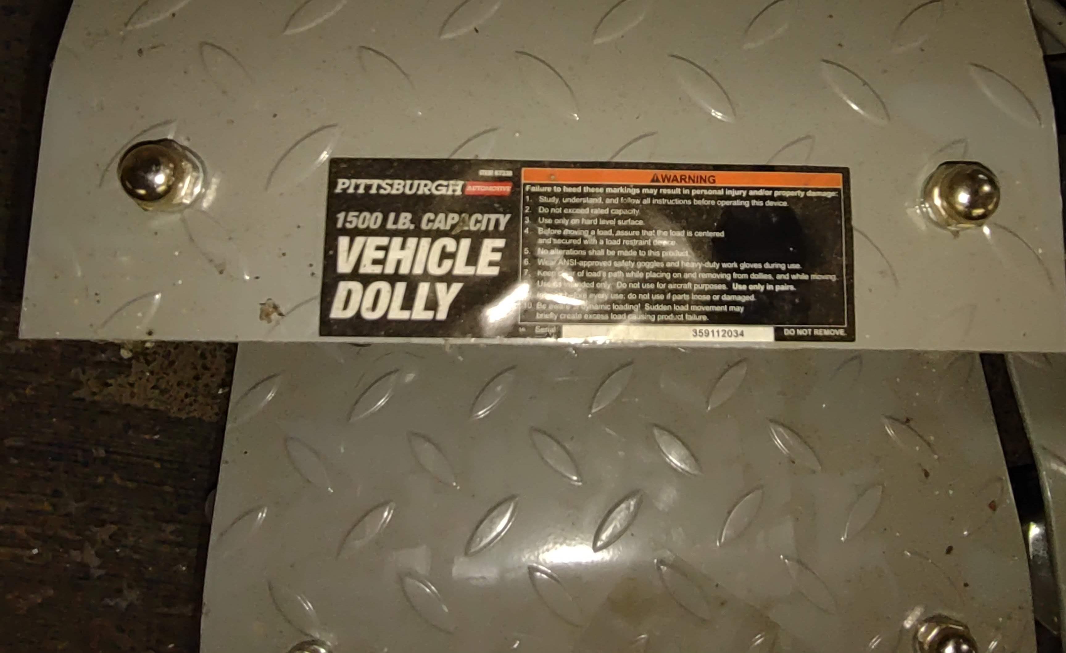 SET OF 4 PITTSBURGH VEHICLE DOLLIES - PICK UP ONLY