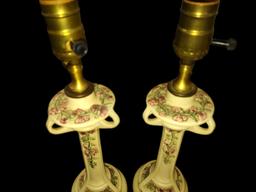 PAIR OF VINTAGE WELLER 9" ROMA ART POTTERY LAMPS