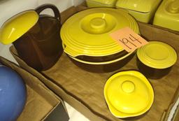 VINTAGE HALL COVERED DISHES & PITCHER - PICK UP ONLY