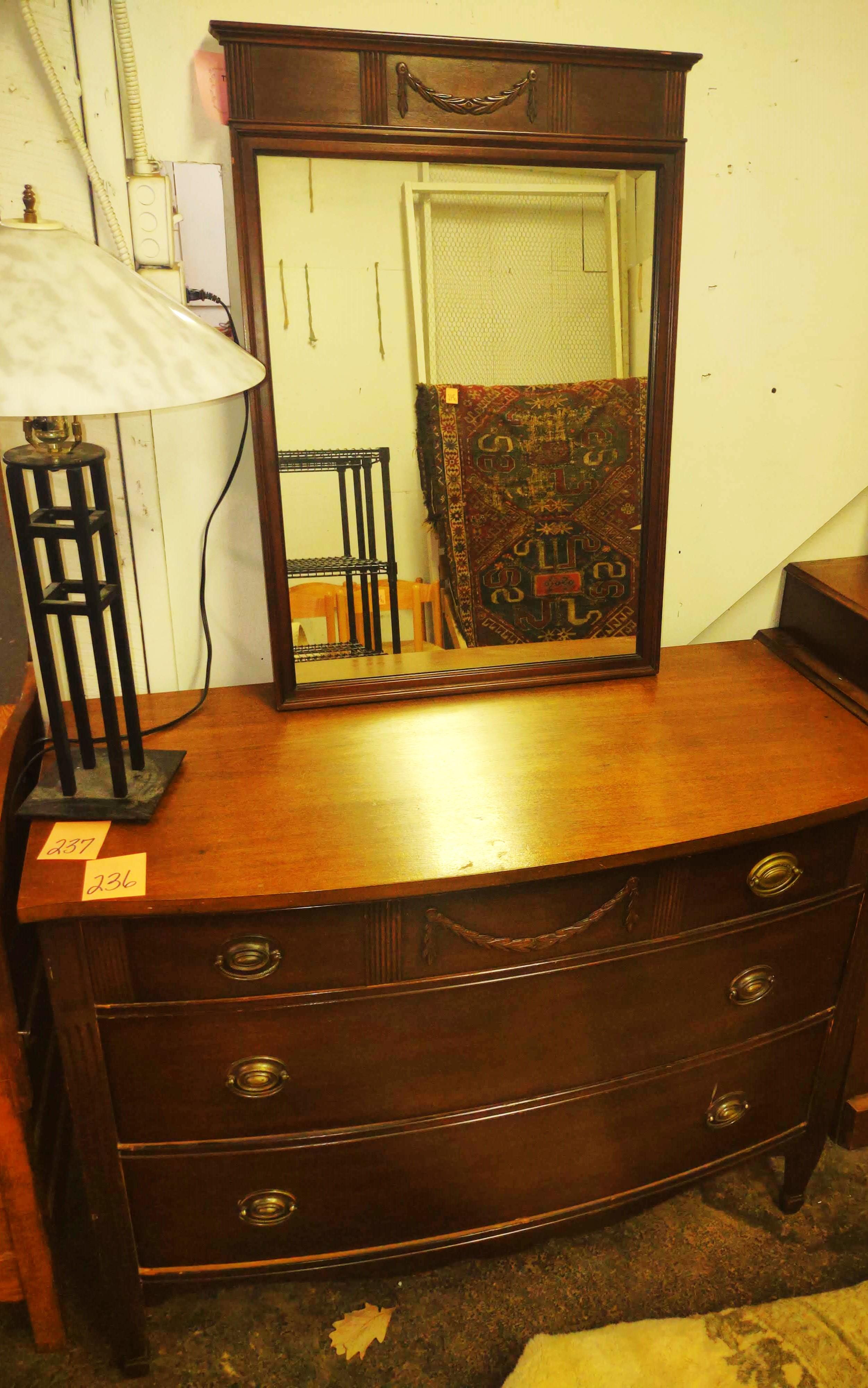 VINTAGE DRESSER & MIRROR - PICK UP ONLY