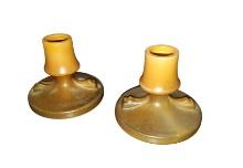 VINTAGE ROSEVILLE ART POTTERY PAIR OF ROZANE CANDLEHOLDERS