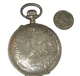 ANTIQUE RUSSIAN ROSKOPF POCKET WATCH with HORSE (NOT RUNNING)