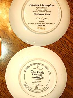 PAIR OF DANBURY MINT + SET OF 5 CURRIER & IVES HORSE PLATES - PICK UP ONLY