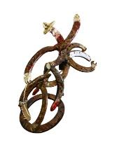 HORSESHOE ART of BUCKING BRONCO & COWBOY