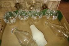 GROUP OF VINTAGE LAMP CHIMNEYS - PICK UP ONLY
