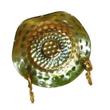 VINTAGE FENTON GREEN COIN DOT CARNIVAL GLASS BOWL