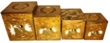 VINTAGE WOODEN CANNISTER SET