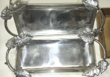 PAIR OF ORNATE SILVER CHEESE TRAYS - PICK UP ONLY