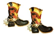 2 LARGE 16" COWBOY BOOT CERAMIC CHIP DIP SERVING PIECES - PICK UP ONLY