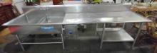 LARGE ISE STAINLESS STEEL COMMERCIAL COUNTER & DOUBLE SINK - PICK UP ONLY