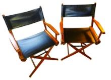 VINTAGE TELSCOPE FURNITURE BLACK LEATHER DIRECTOR CHAIRS - PICK UP ONLY