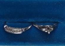 VINTAGE LADIES 14K WHITE GOLD WEDDING SET (NO DIAMONDS) - 4 +/- GRAMS