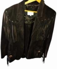 VINTAGE WINLIT WESTERN FRINGE SUEDE LEATHER FRINGE JACKET - SIZE MEDIUM