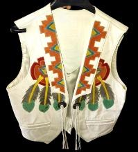 VINTAGE ARTURO BURRAY OLSON WESTERN LEATHER VEST - SIZE 36