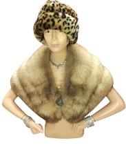 VINTAGE MANNEQUIN HALF with FUR STOLE, COSTUME JEWELRY BRACELETS, BROOCH & NECKLACE - PICK UP ONLY