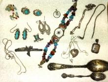STERLING JEWELRY,, WATCH ACCENTS & SPOONS