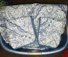 QUEEN SIZE BEDSPREAD & SHAMS LAUNDRY BASKET-  PICK UP ONLY