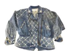 VINTAGE GOLDEN RIVER DENIM STUDDED DENIM JACKET - SIZE MEDIUM