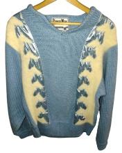 VINTAGE PIONEER WEAR SWEATER with HORSES - SIZE MEDIUM