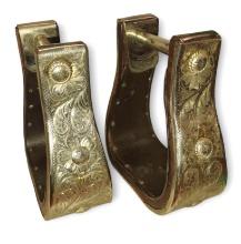 VINTAGE SILVER ENGRAVED HORSE STIRRUPS